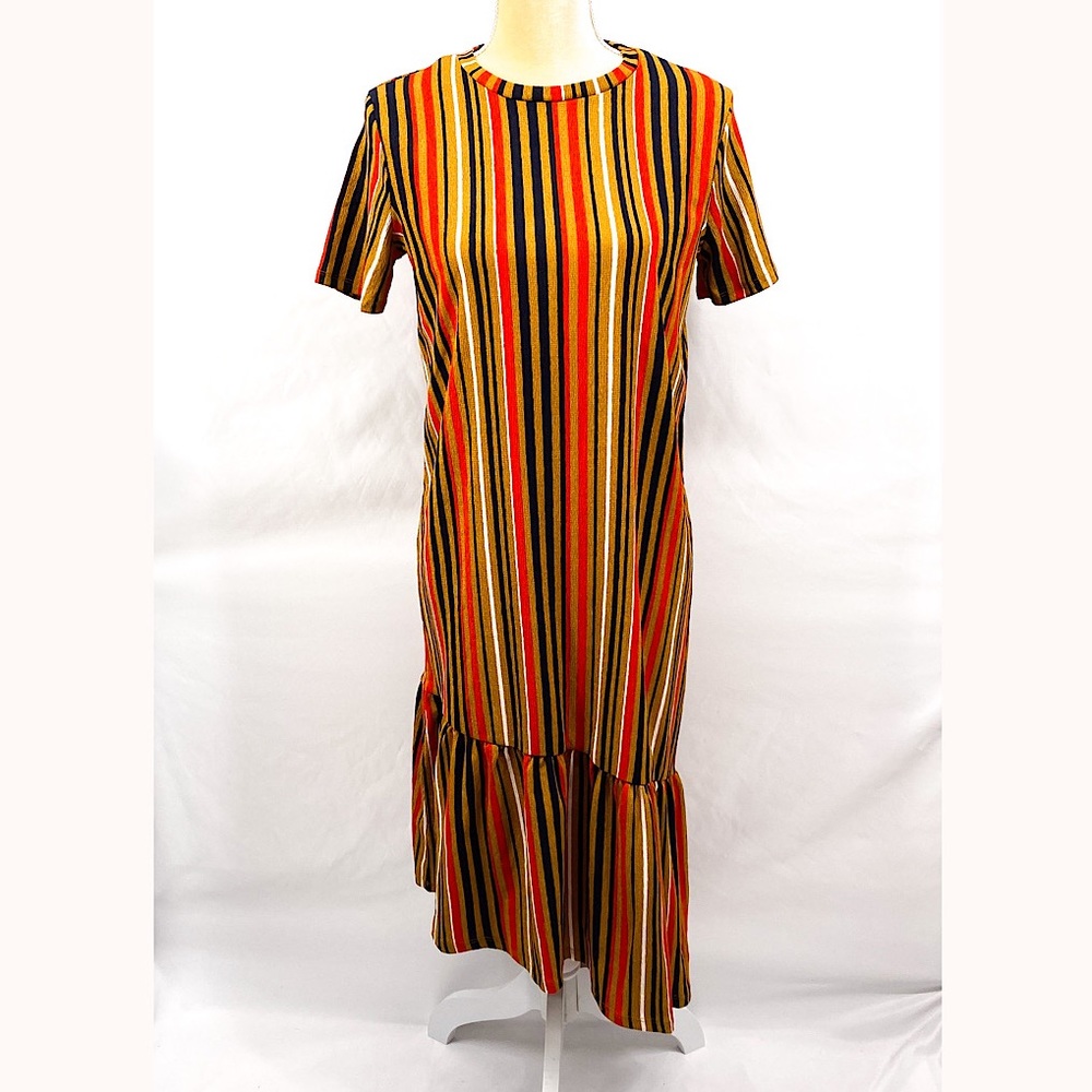 ZARA Midi Knit Striped Dress